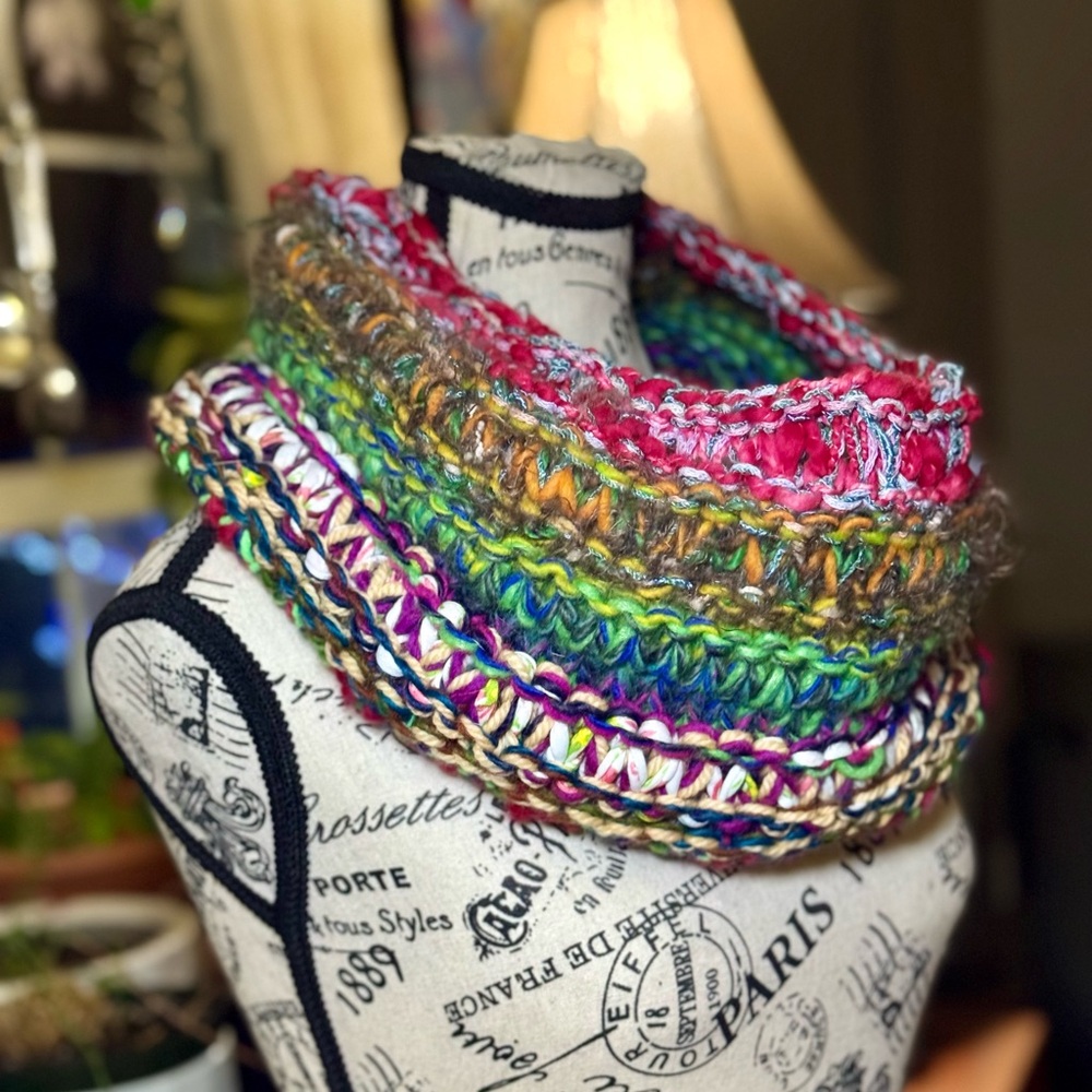 Hand Crafted Colorful Knit Scarf